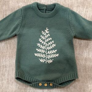 3-6 month Bubble Green Baby Sweater with Tree Design
